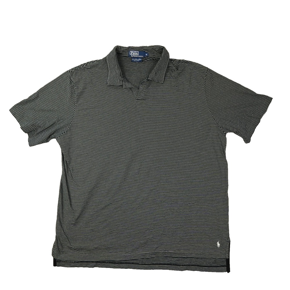 Polo Ralph Lauren‎ Pima Cotton Polo Shirt Men's XL Black Striped Golf Preppy